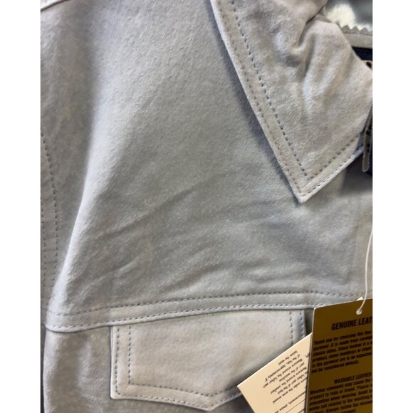 Denim & Co. Women’s Leather Waist Jacket Sz L New w/Tags Zip Front Blue - Picture 2 of 7